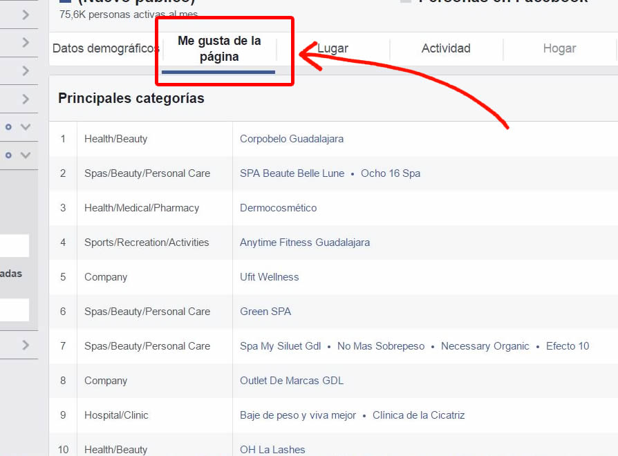 facebook Intereses